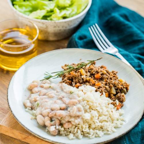 Arroz e Feijão com Carne Moída