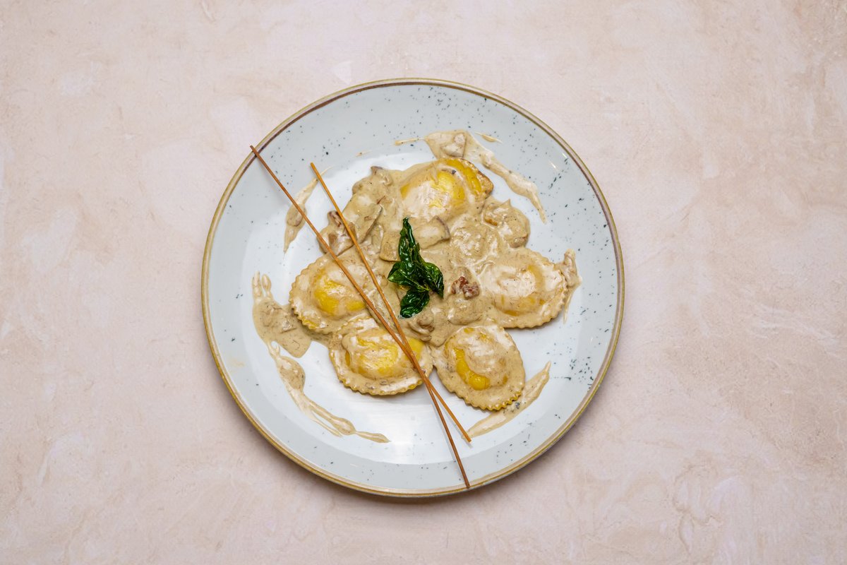 Ravioli with Porcini Mushrooms Truffle Walnuts