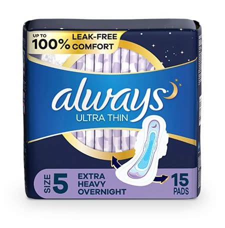 Always Ultra Thin Extra Heavy Overnight Pads, 5 (15 ct)