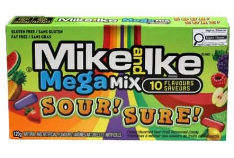 MIKE AND IKE Mega Mix Sour Sure Chewy Fruit Candy, Assorted (120 g)