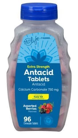 7-Select Extra Strength Antacid Chewable Tablets 750 mg, Assorted Berries (96 ct)