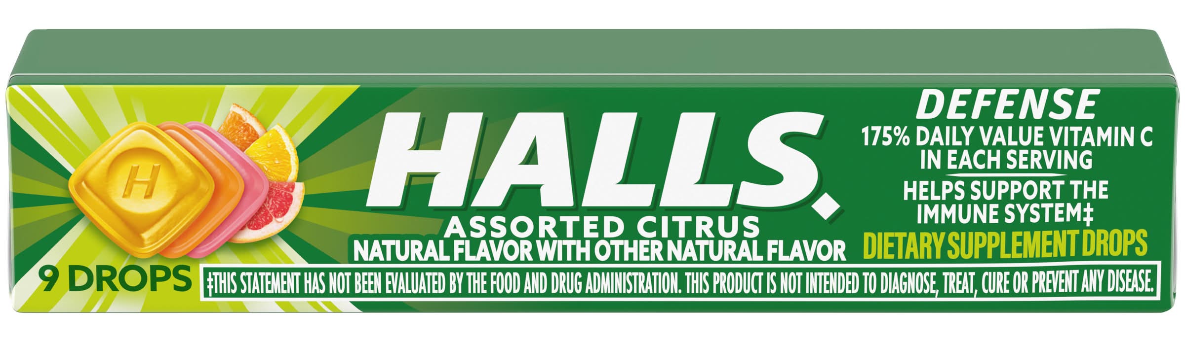 Halls Defense Assorted Citrus Supplement Drops (1.16 oz, 9 ct)