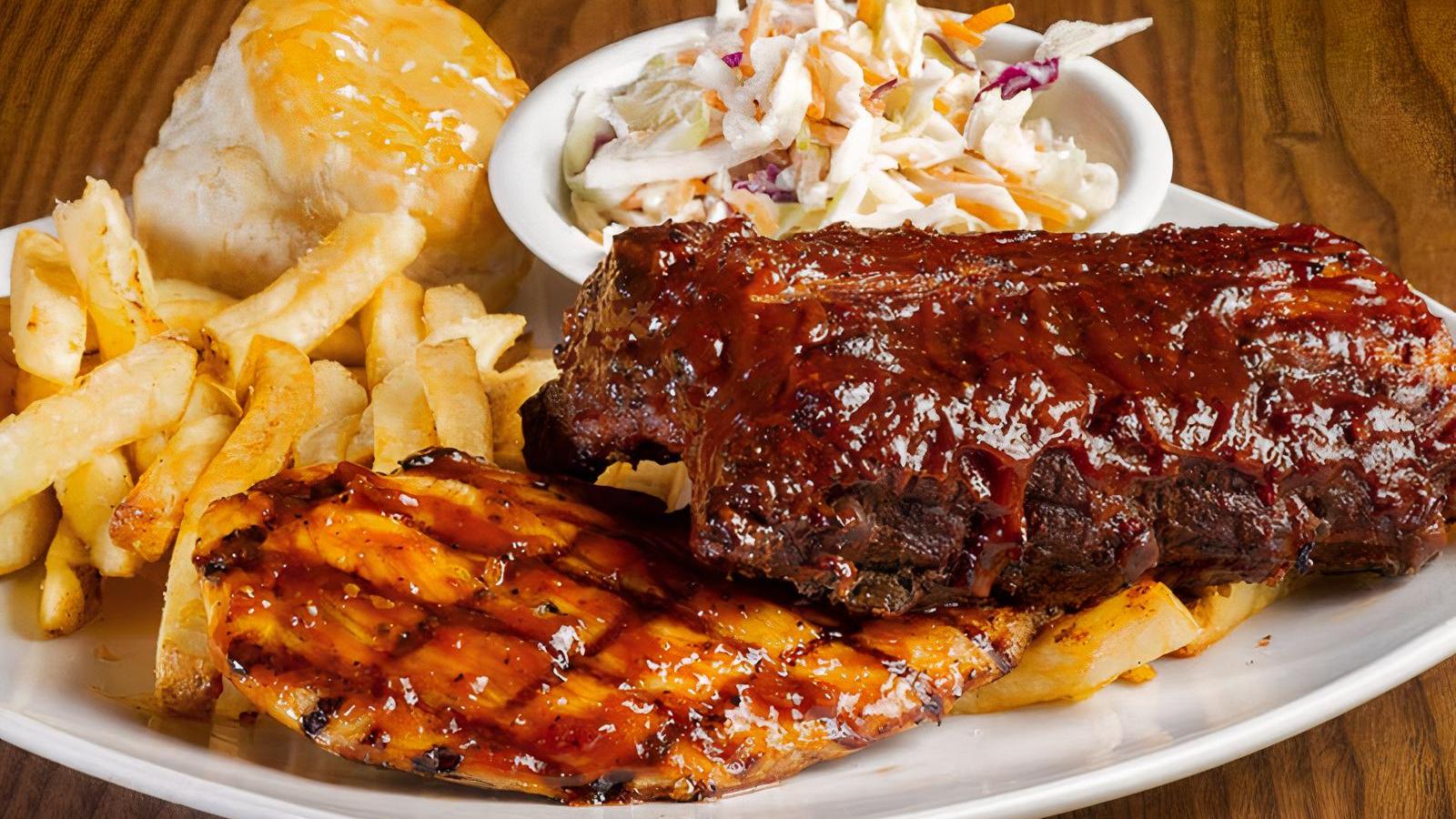 Baby Back Ribs and Grilled BBQ Chicken Breast