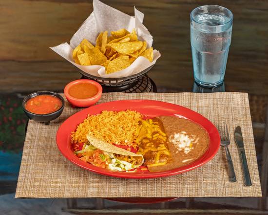 #1 One Cheese Enchilada and One Beef Taco
