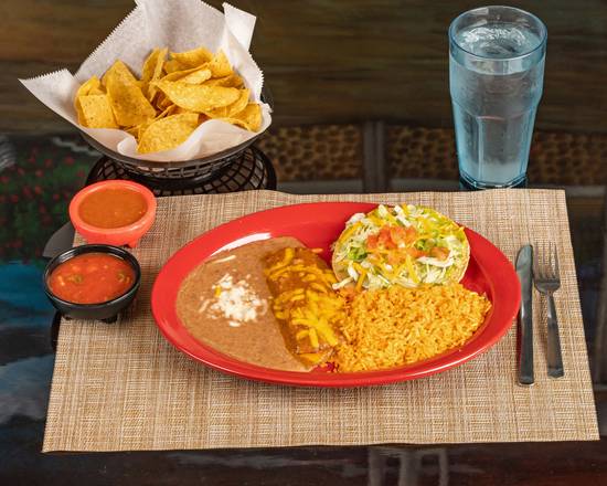 #11 One Cheese Enchilada and One Guacamole Tostada