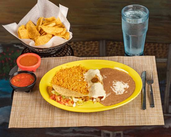 #18 One Crispy Beef Taco, One Chicken Enchilada