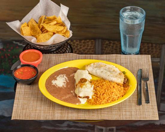 #29 One Chicken Enchilada and One Beef Fajita Taco