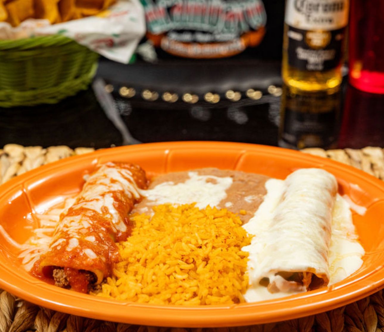 3. One Beef Enchilada and One Chicken Enchilada