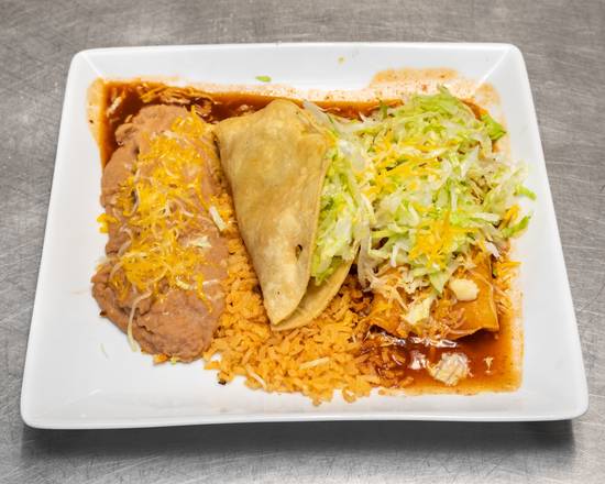 Beef Taco and Cheese Enchilada Combo Plate