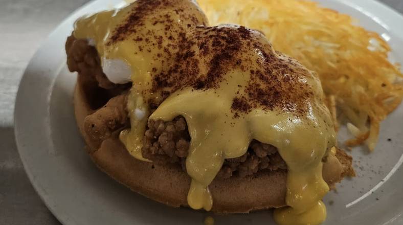 Chicken and Waffle Benedict