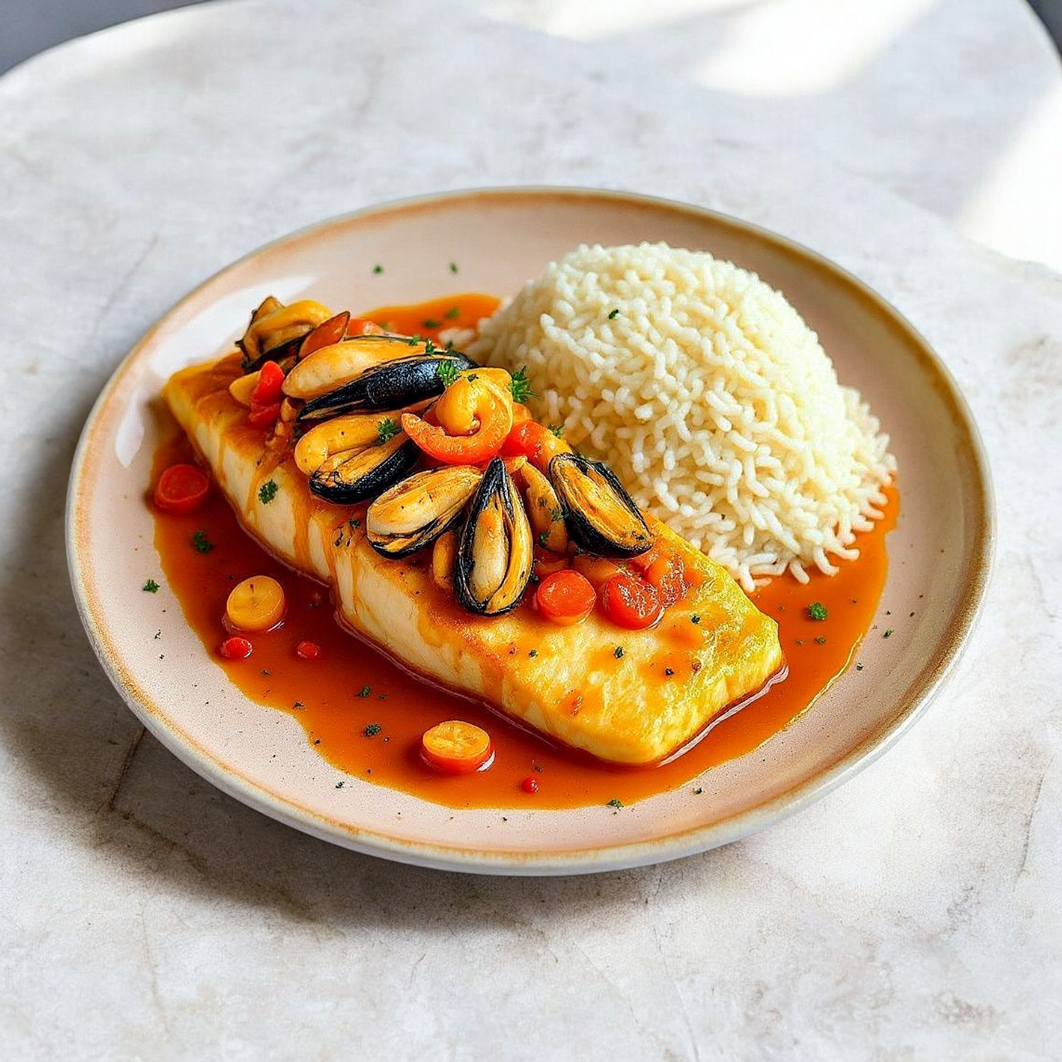 Pescado En Salsa De Mariscos