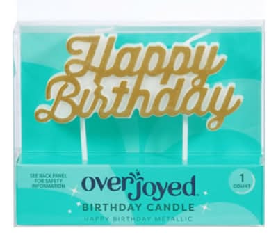 Overjoyed Happy Birthday Metallic Candle