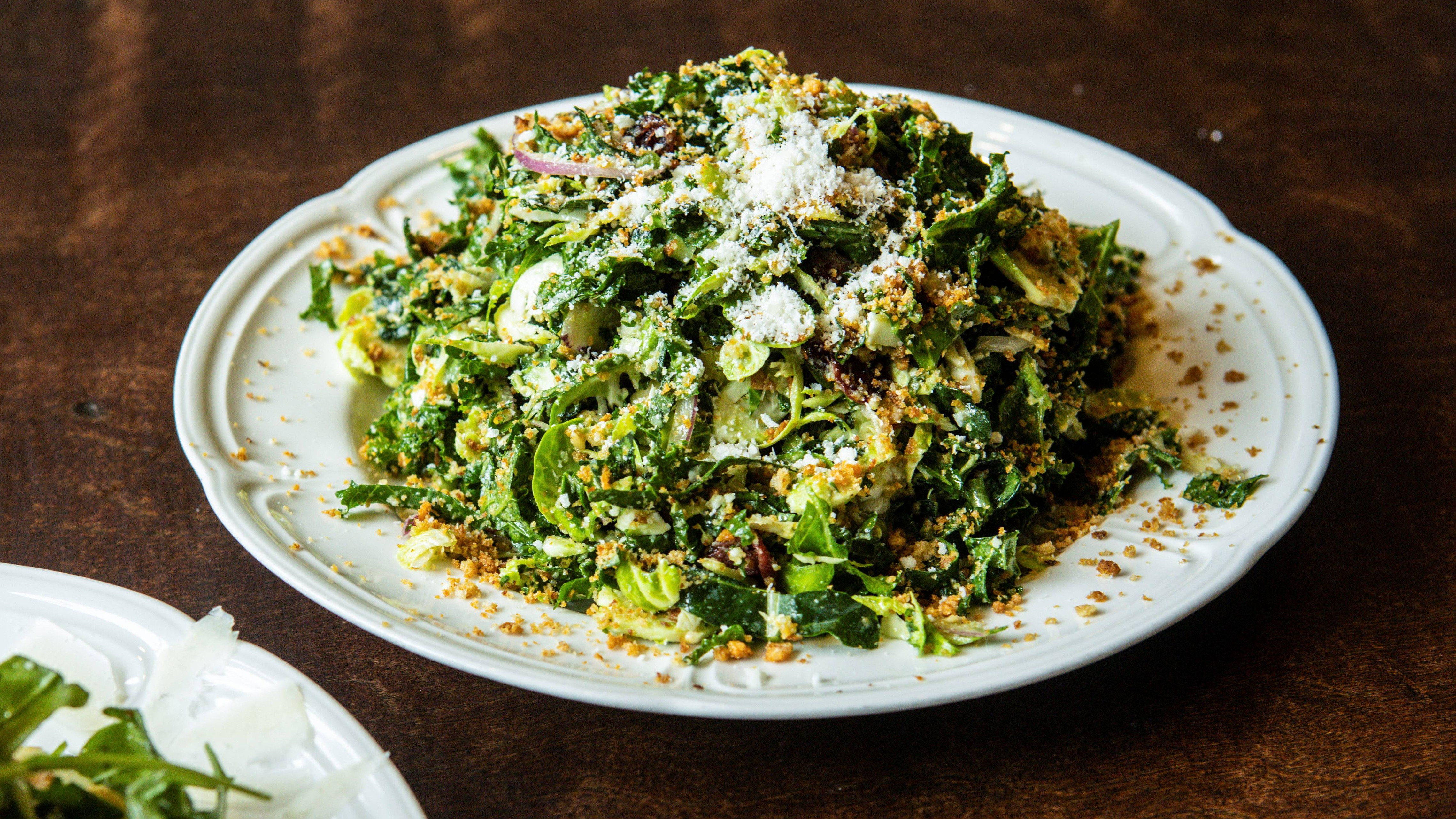 Kale and Brussels Sprouts Caesar