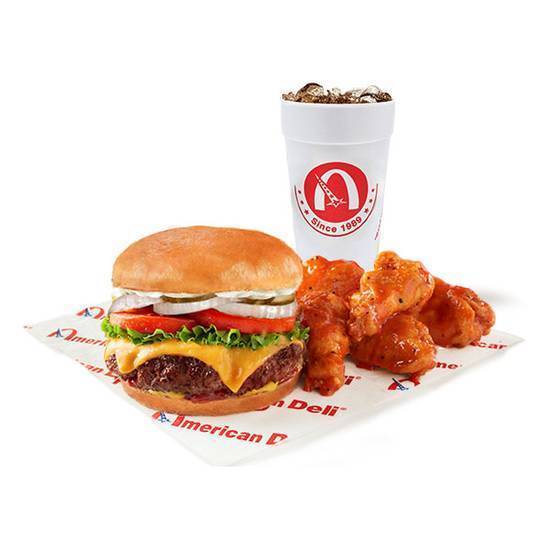 Burger and 5pc Wings Combo