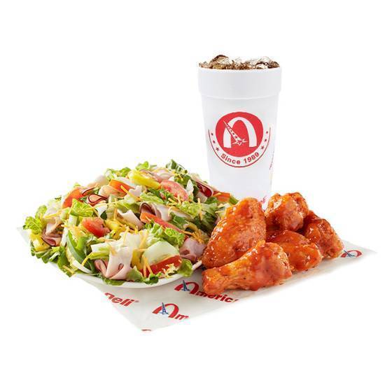 Chef Salad (sm) and 5pc Wings Combo