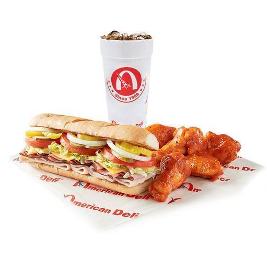 Ham and Turkey Sub and 5pc Wings Combo