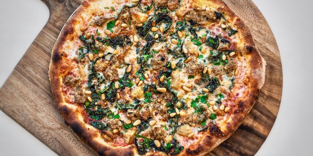 Kale and Sausage Pizza