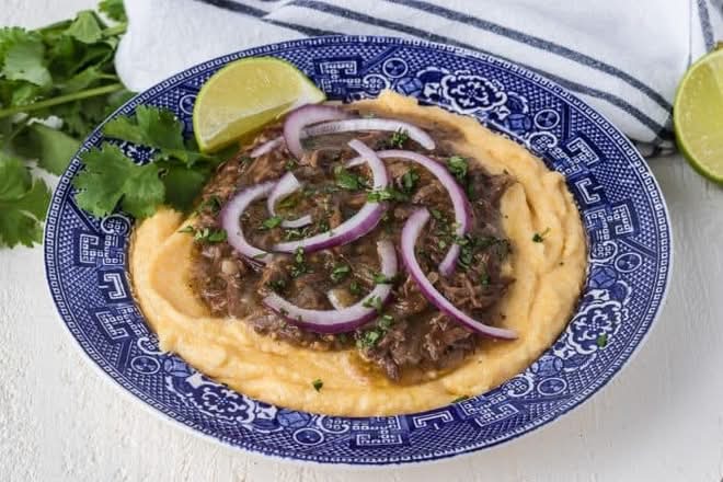 CHILI VERDE over POLENTA