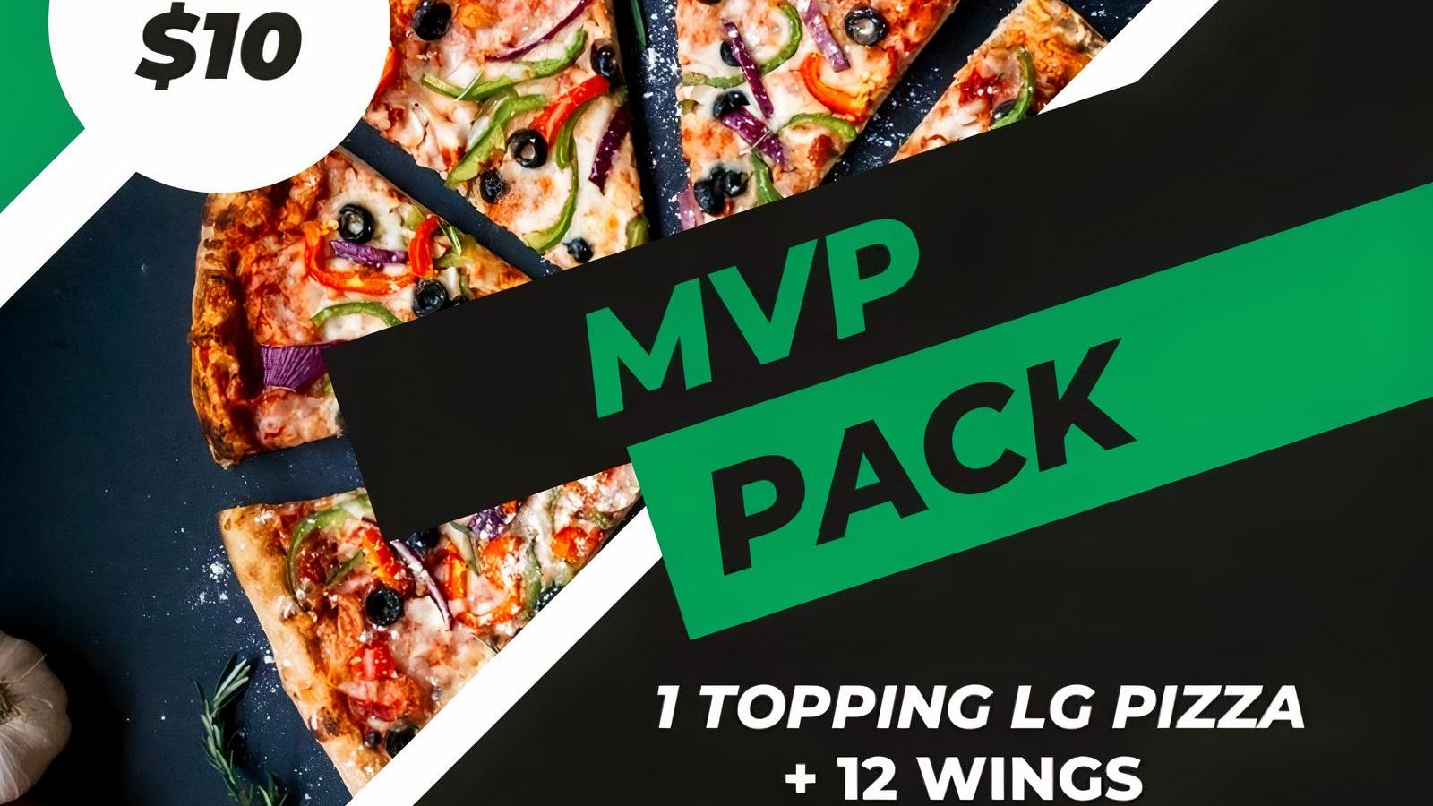 MVP PACK - 1 topping LG NYPizza + 12 Wings + Appetizer + 2L Soda (You save $15)