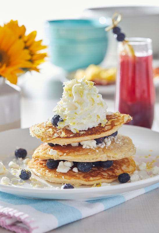 Lemon Blueberry Goat Cheese Pancakes