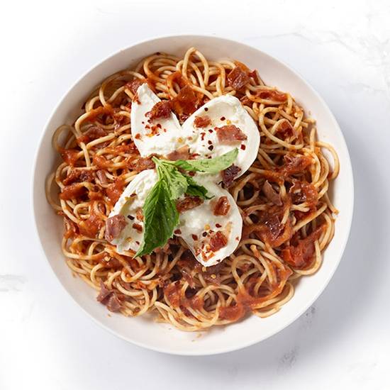 Burrata and Prosciutto Spaghetti