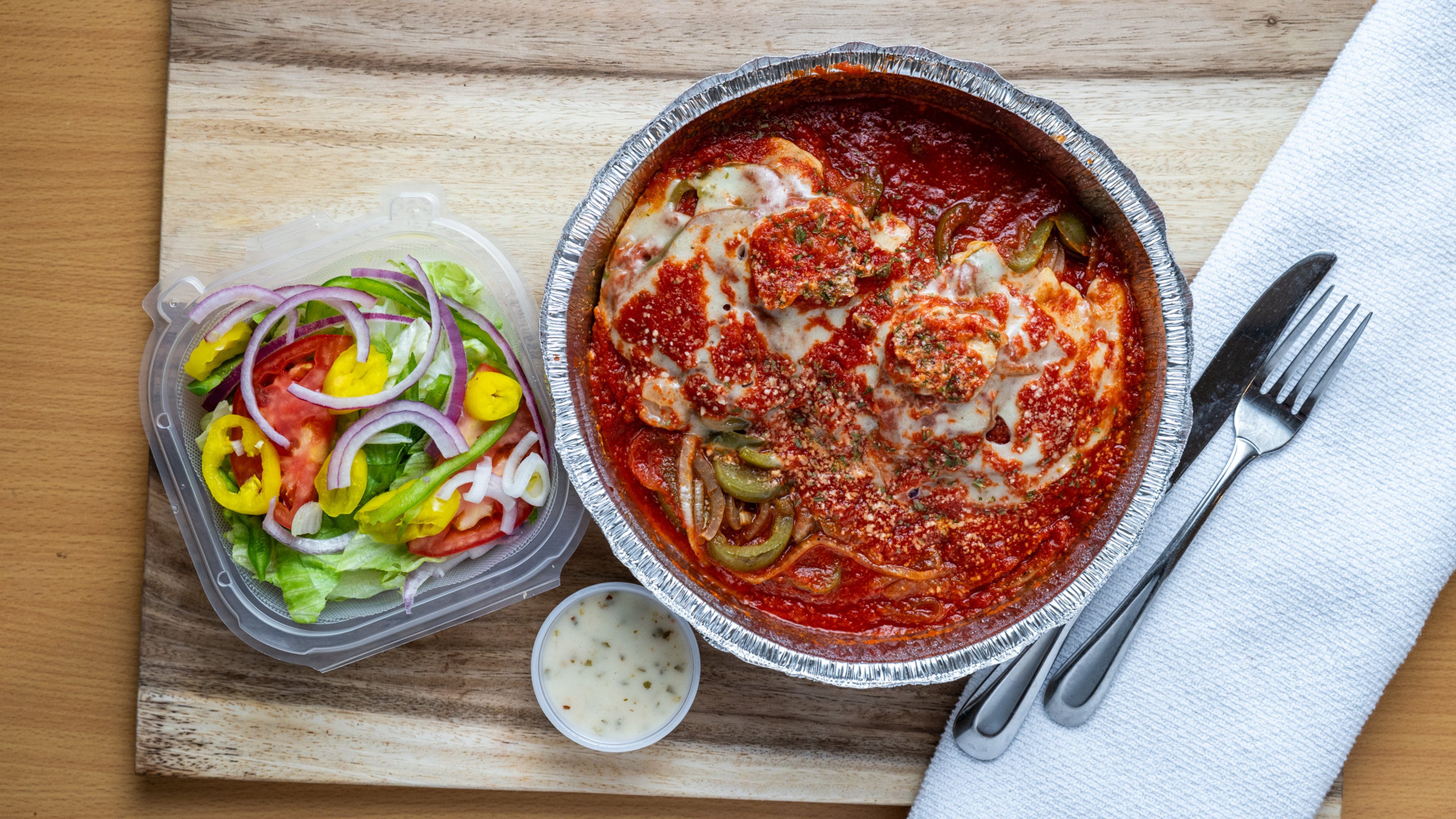 Chicken, Green Pepper and Onion Parmigiana