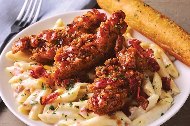 Four-Cheese Mac and Cheese with Honey Pepper Chicken Tenders