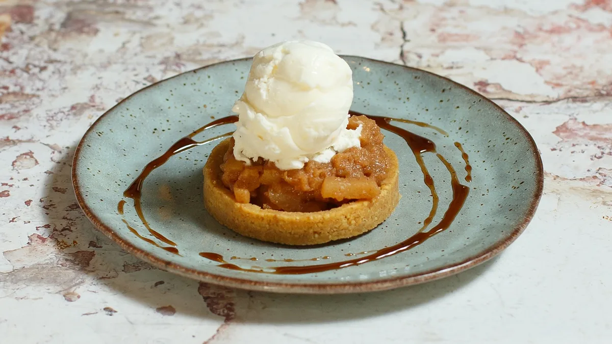 Homemade Apple Tart Served with Vanilla Ice Cream