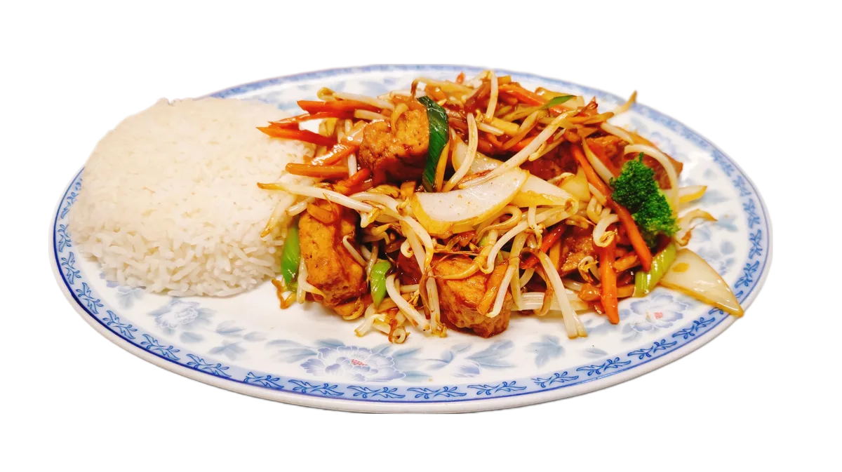 103. Gebratener Tofu mit Sojakeimen