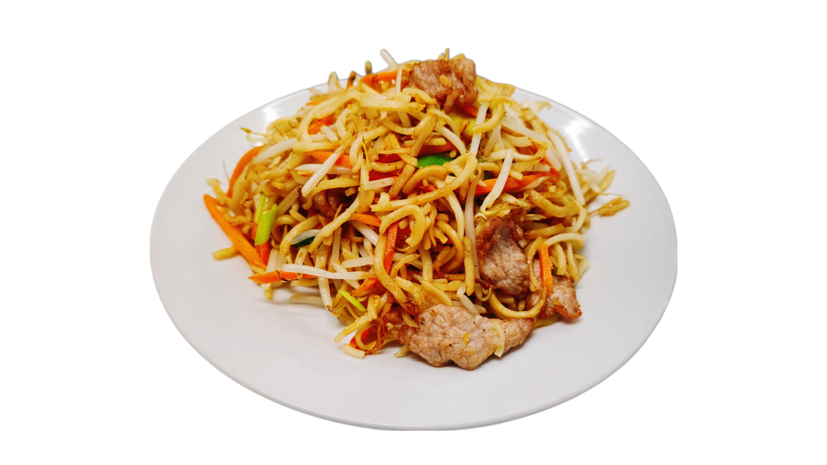 21. Gebratene Nudeln mit Schweinefleisch