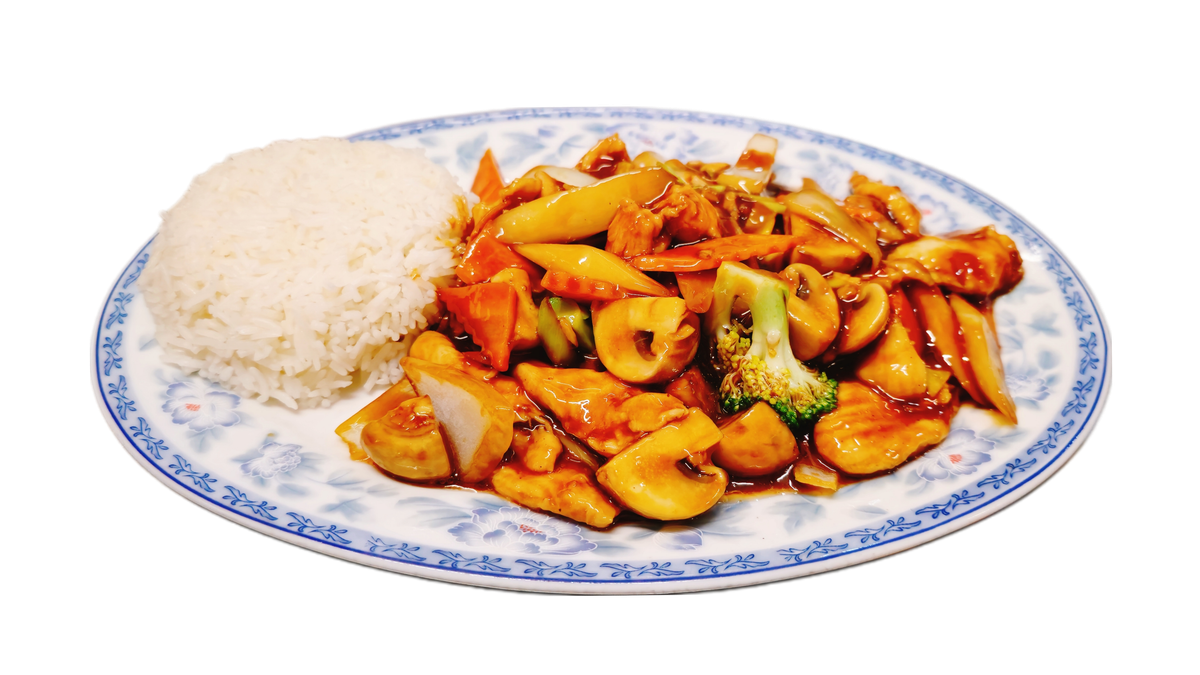 55. Hühnerfleisch mit Champignons und Spargel