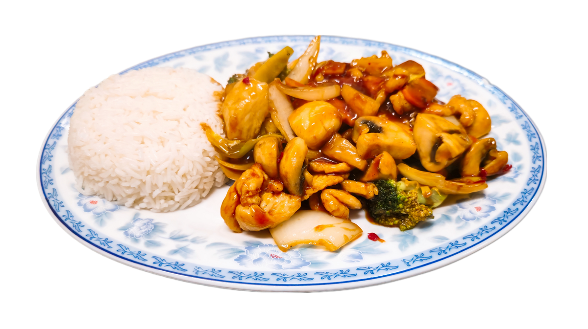 59b. Hühnerfleisch mit Champignons und Ananas (scharf)