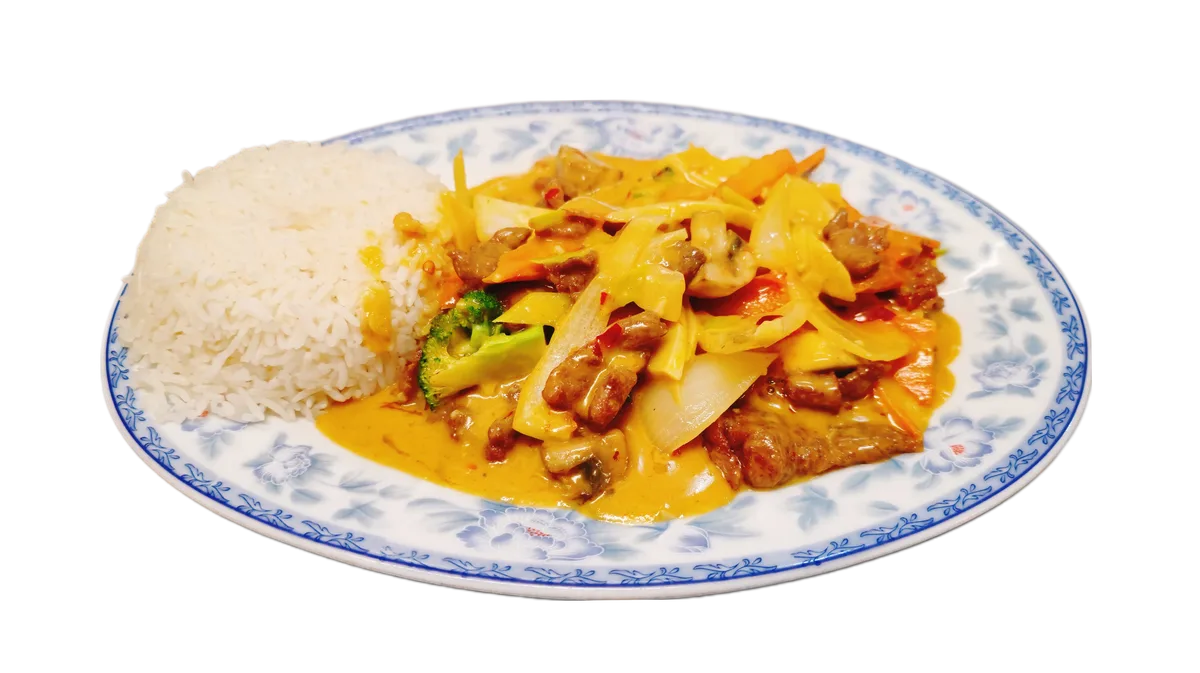 64. Rindfleisch mit gelber Currysauce (Knoblauch, scharf)