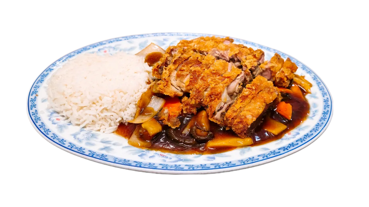 77. Knusprige Ente mit Tung-guo-Pilzen und Bambussprossen