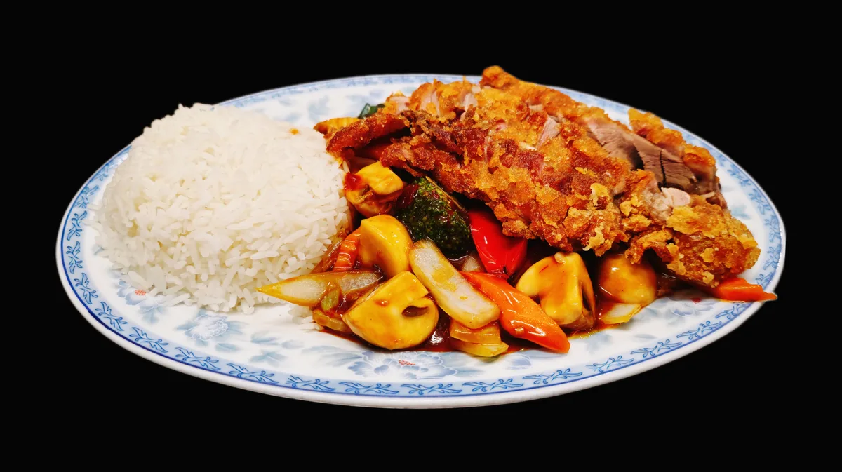 79c. Knusprige Ente nach Szechuan Art (scharf)