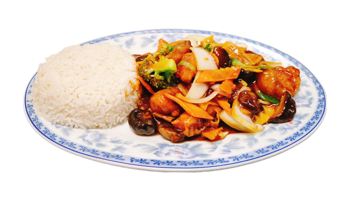 94. Gebackener Seelachs mit Tung-guo-Pilzen und Bambussprossen