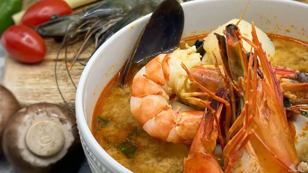 Asian Tom Yam Seafood Soup