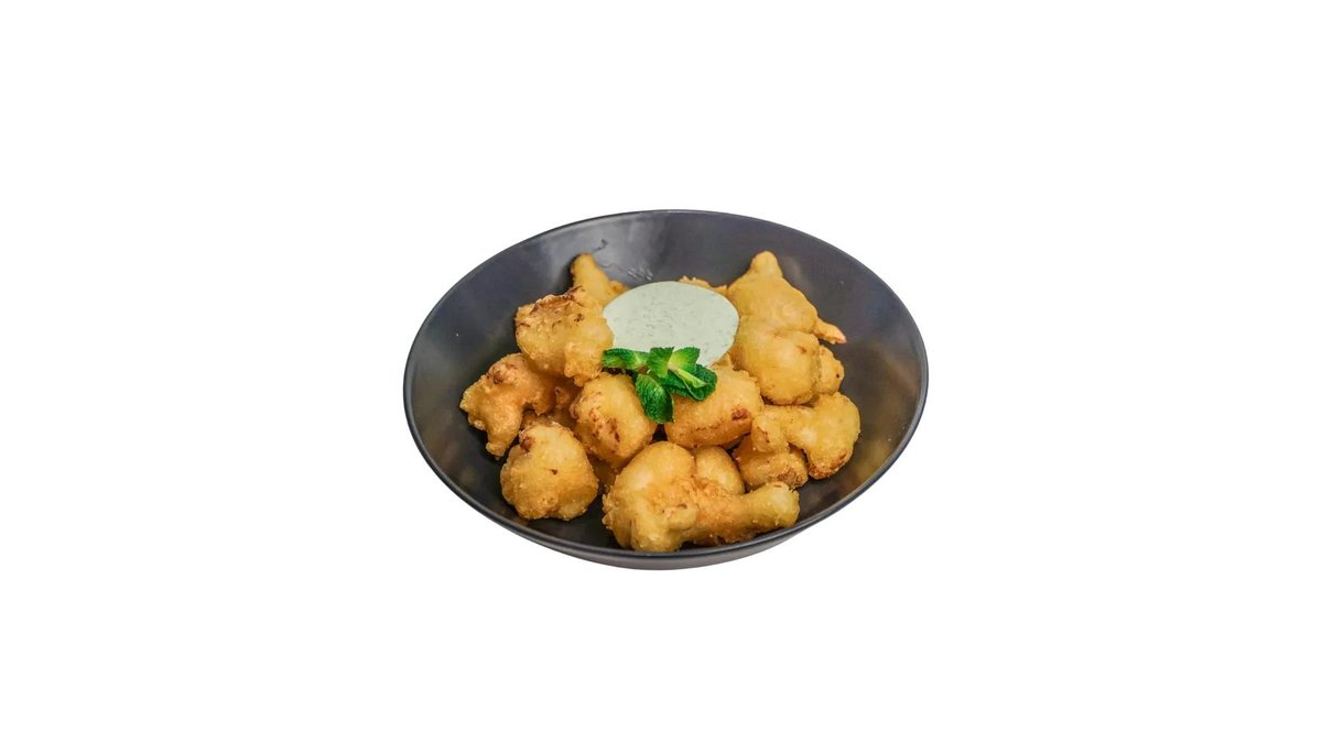 Conopidă tempura cu sos de iaurt cu mentă