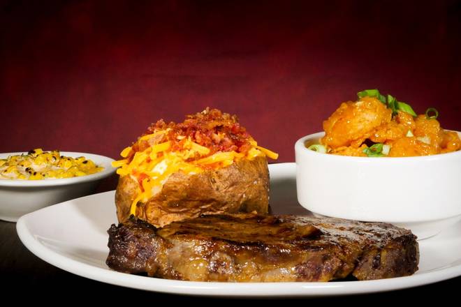 Ribeye and Pow Wow Shrimp