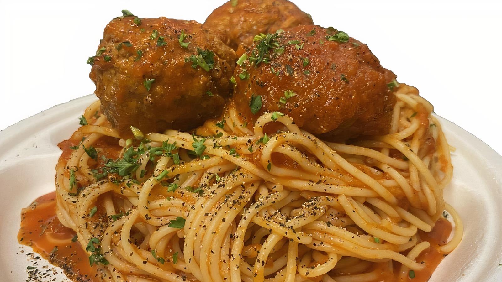 Spaghetti and Cypriot Meatballs (keftedes)