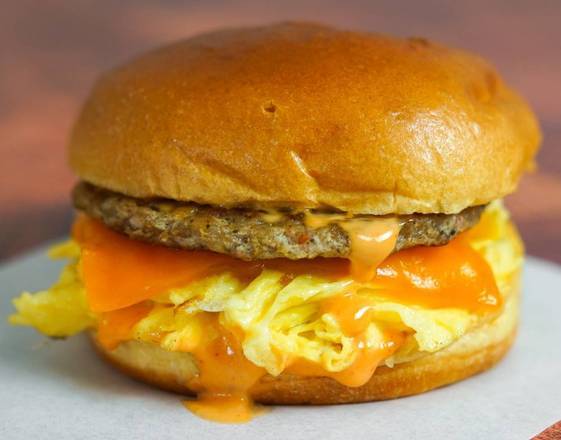 Brioche, Sausage, Egg, and Cheddar