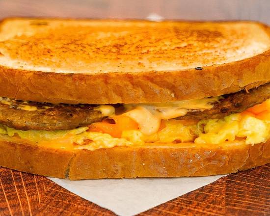 Sourdough, Sausage, Egg, and Cheddar