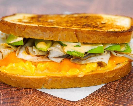 Sourdough, Smoked Turkey, Avocado, Egg, and Cheddar