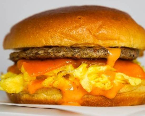 Brioche, Sausage, Egg, and Cheddar