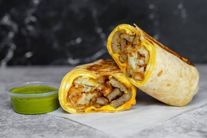 Sausage, Egg, and Cheddar Breakfast Burrito