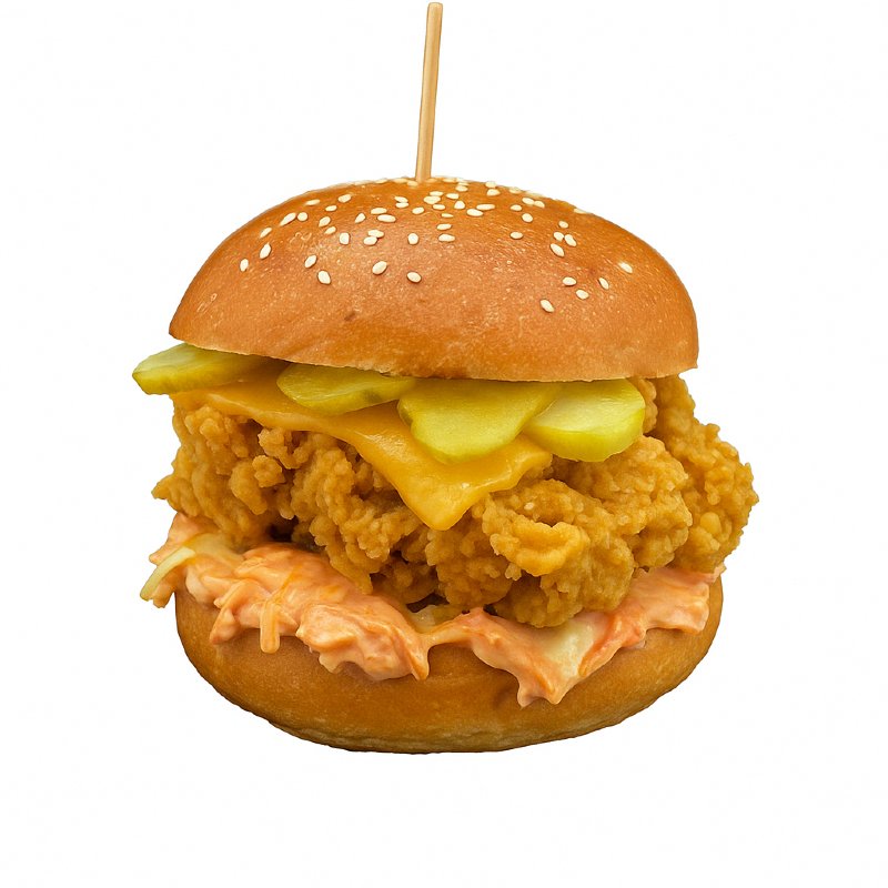 CRISPY DE PUI BURGER CU CARTOFI PROASPETI PRAJITI