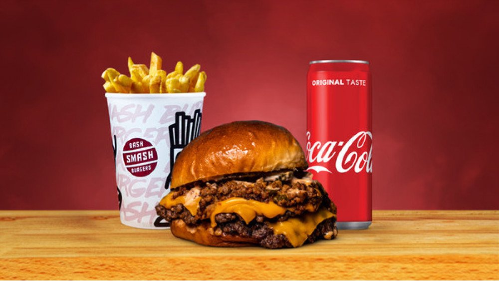SLOPPY JOE double + pomfrit + Coca cola 0.33l