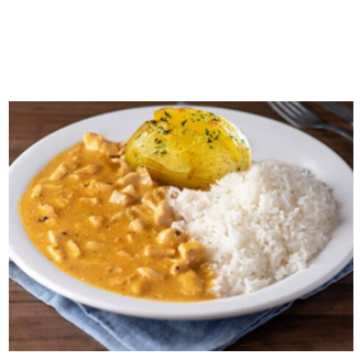 Frango ao Creme com Arroz e Mini Batata Assada