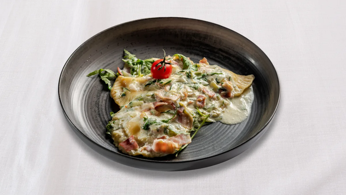 Domaći ravioli punjeni tikvicama i pancetom