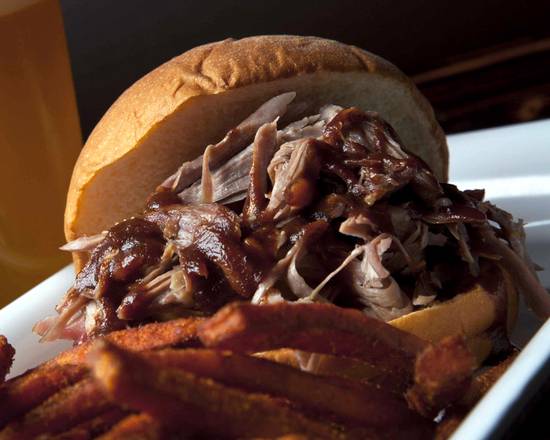 Pulled BBQ Chicken Pile Sandwich